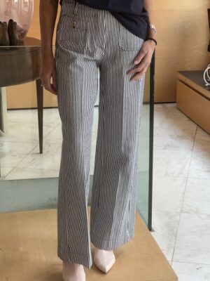 Pantalone righe bianco e blu