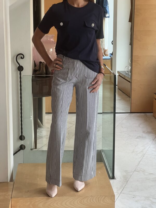 Pantalone righe bianco e blu - immagine 4