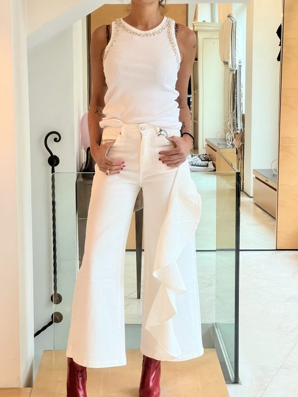 Jeans rouches bianco - immagine 3