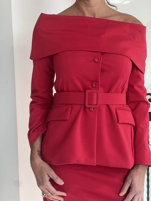 Giacca rossa collo shiffer - immagine 3