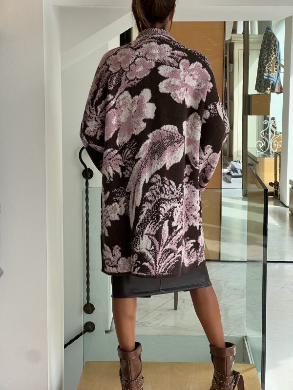 Cardigan fiori rosa cioccolato - immagine 5