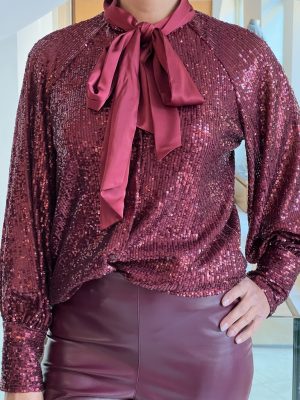 Camicia pailettes bordeaux