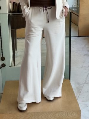 Pantalone felpa palazzo latte