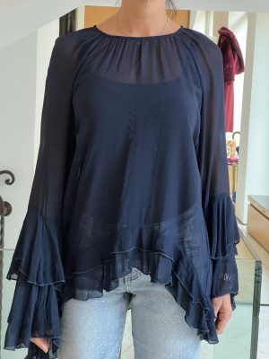 Camicia chiffon blu navy