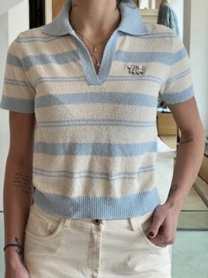 Polo mezza manica latte azzurra