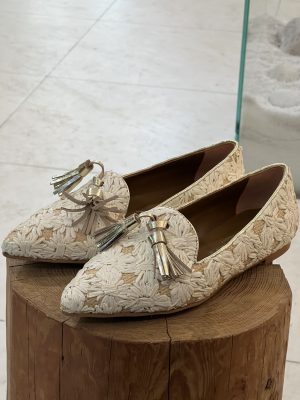 Mocassino raffia fiori