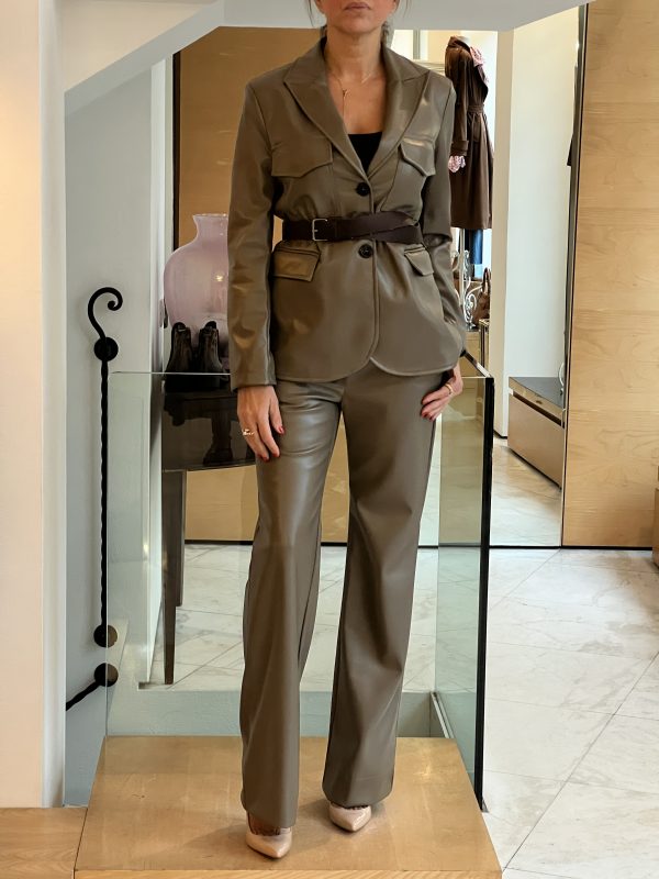 Pantalone ecopelle verde militare - immagine 5