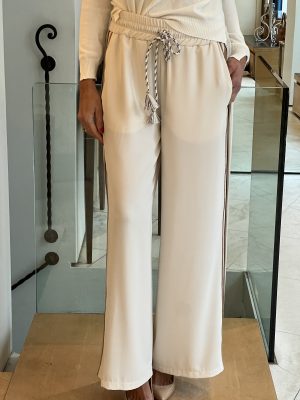 Pantalone palazzo bande latte