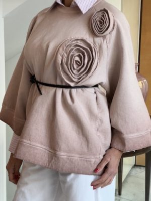 Felpa fiori rosa slavato