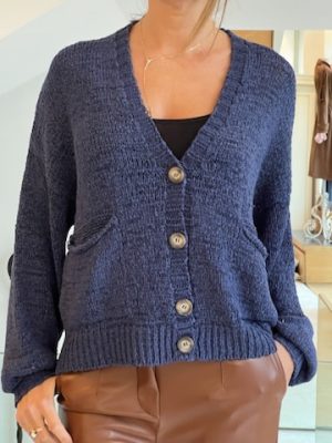 Cardigan fettuccia blu