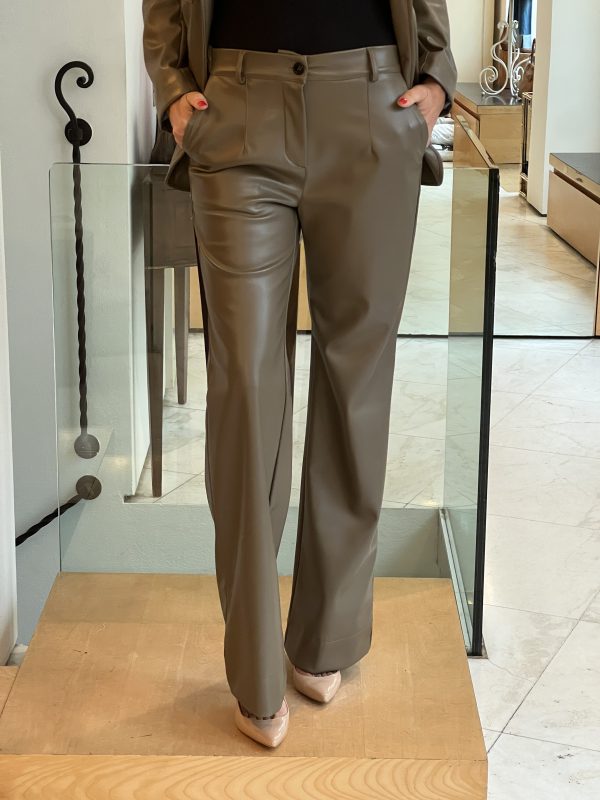 Pantalone ecopelle verde militare
