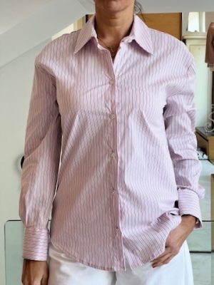 Camicia slim righe rosa