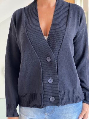 Cardigan cotone blu