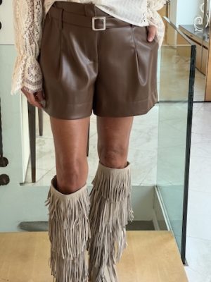 Short ecopelle cioccolato