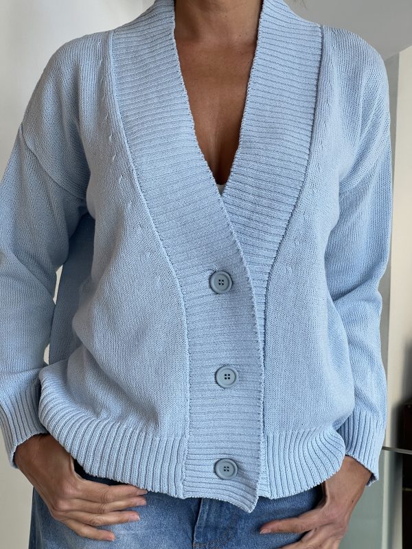 Cardigan cotone azzurro - immagine 2