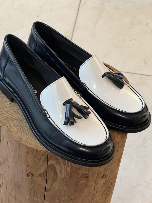 Mocassino bicolor bianco blu navy - immagine 5
