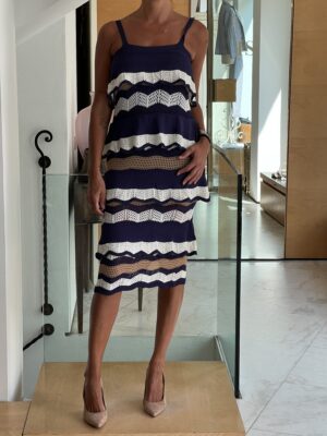 Abito crochet balze blu