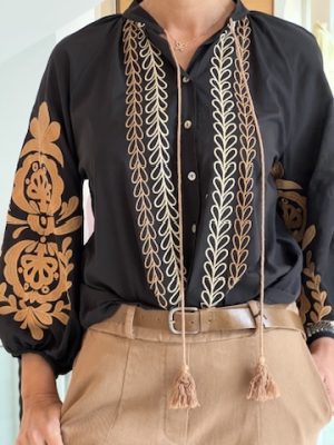 Camicia nera ricamo