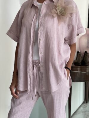 Camicia lino rosa