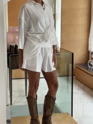 Set short camicia canotta bianco
