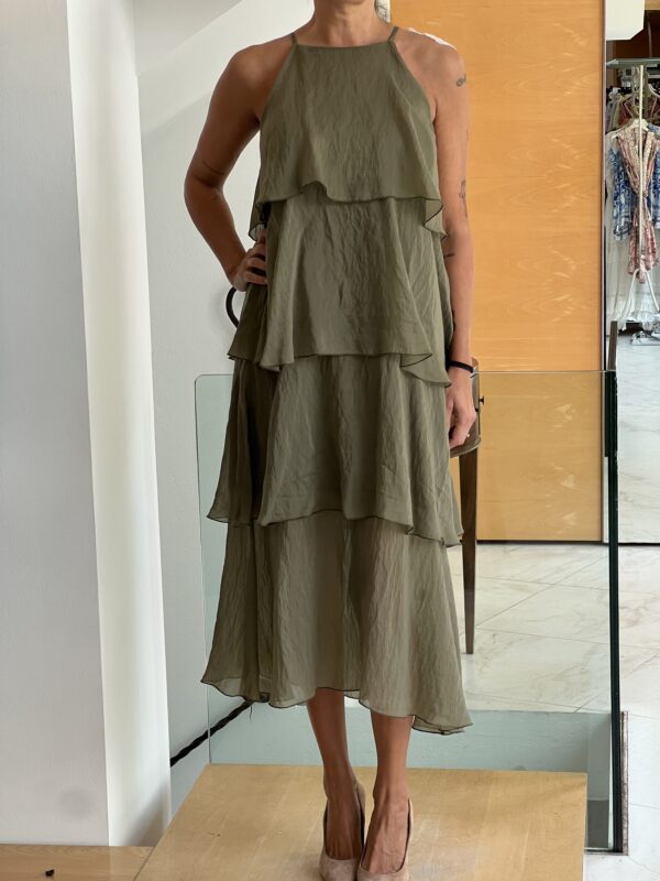 Abito balze verde militare - immagine 3