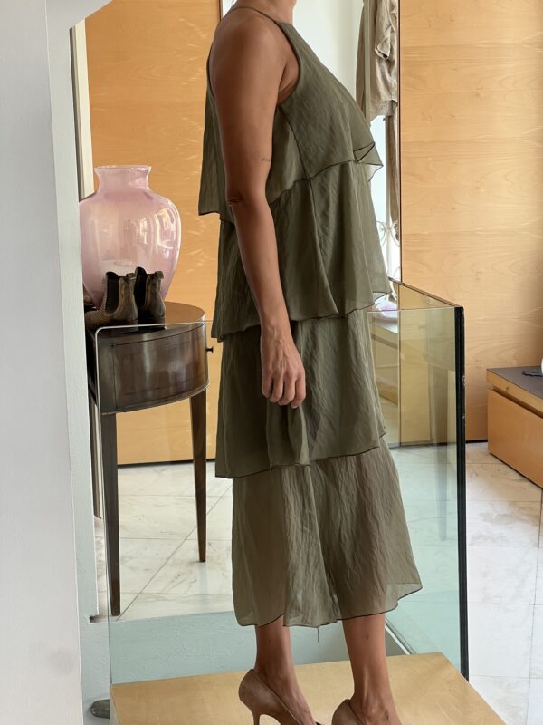 Abito balze verde militare - immagine 4