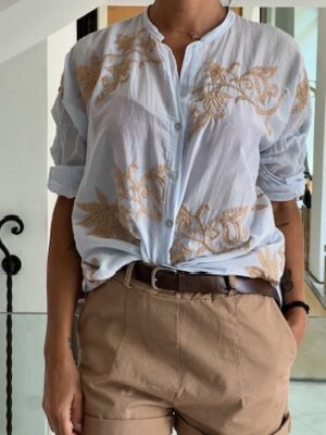 Camicia ricamo azzurra
