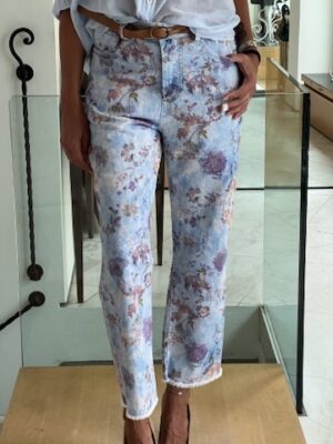 Jeans  fiori fondo azzurro