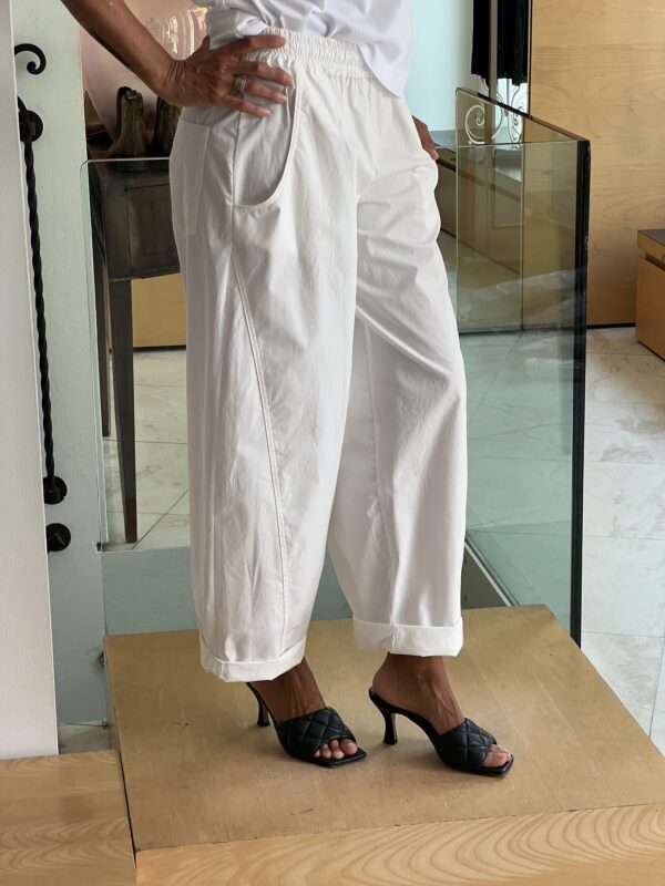 Pantalone baloon cotone bianco - immagine 2