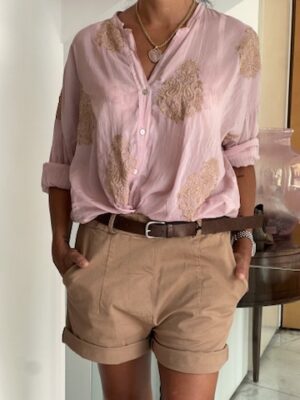 Camicia ricamo rosa