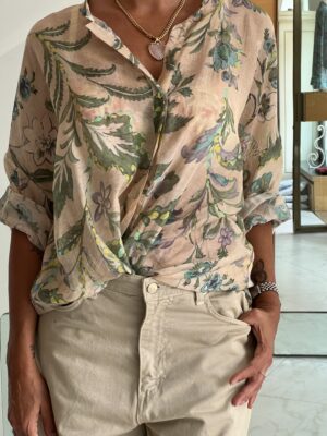 Camicia sabbia fantasia verde