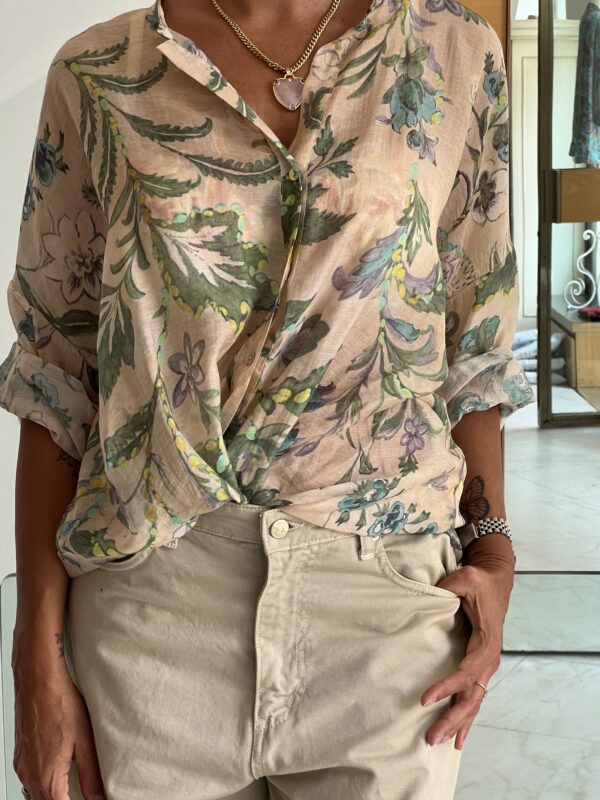 Camicia sabbia fantasia verde