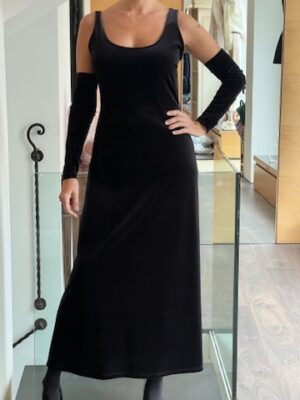 Abito ciniglia nero manicotti