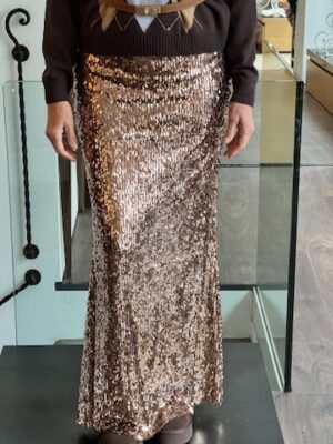 Gonna paialettes lunga bronzo