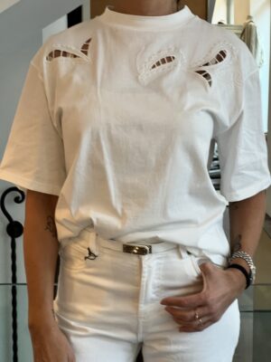 T-shirt macrame' bianca