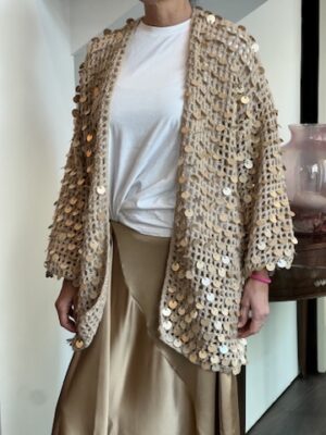 Maxi cardigan pailettes cognac
