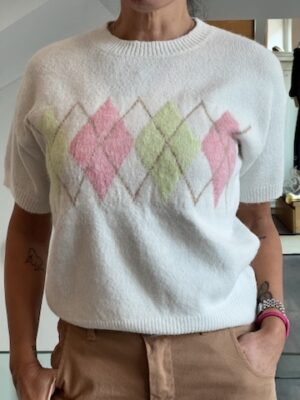 Pull mezza manica bianco rombo
