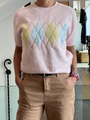Pull mezza manica rosa rombo