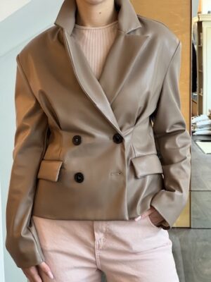 Giacca ecopelle tortora