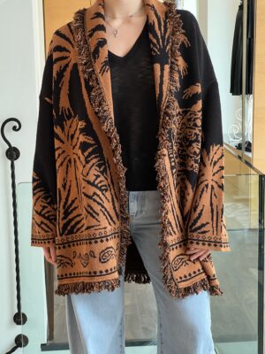 Cardigan lungo jungle nero
