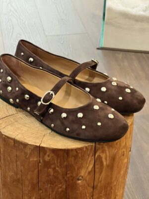 Ballerina mary jane camoscio cioccolato