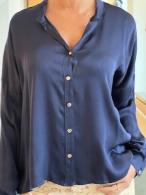 Camicia viscosa blu