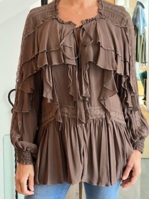 Casacca rouches cioccolato