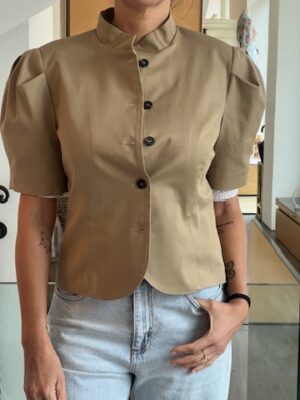 Giacca manica palloncino tabacco