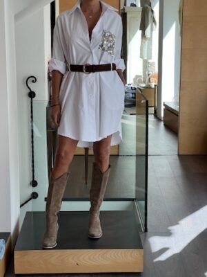 Chemisier tasca pailettes bianco