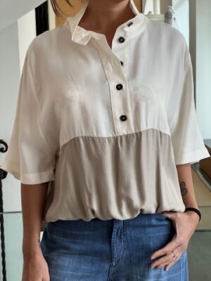 Polo bicolor sabbia latte