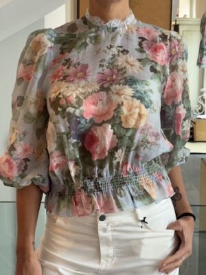 Camicia fiori azzurra