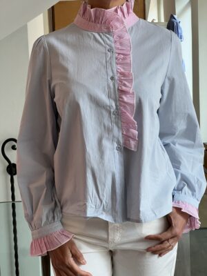 Camicia rouches rosa