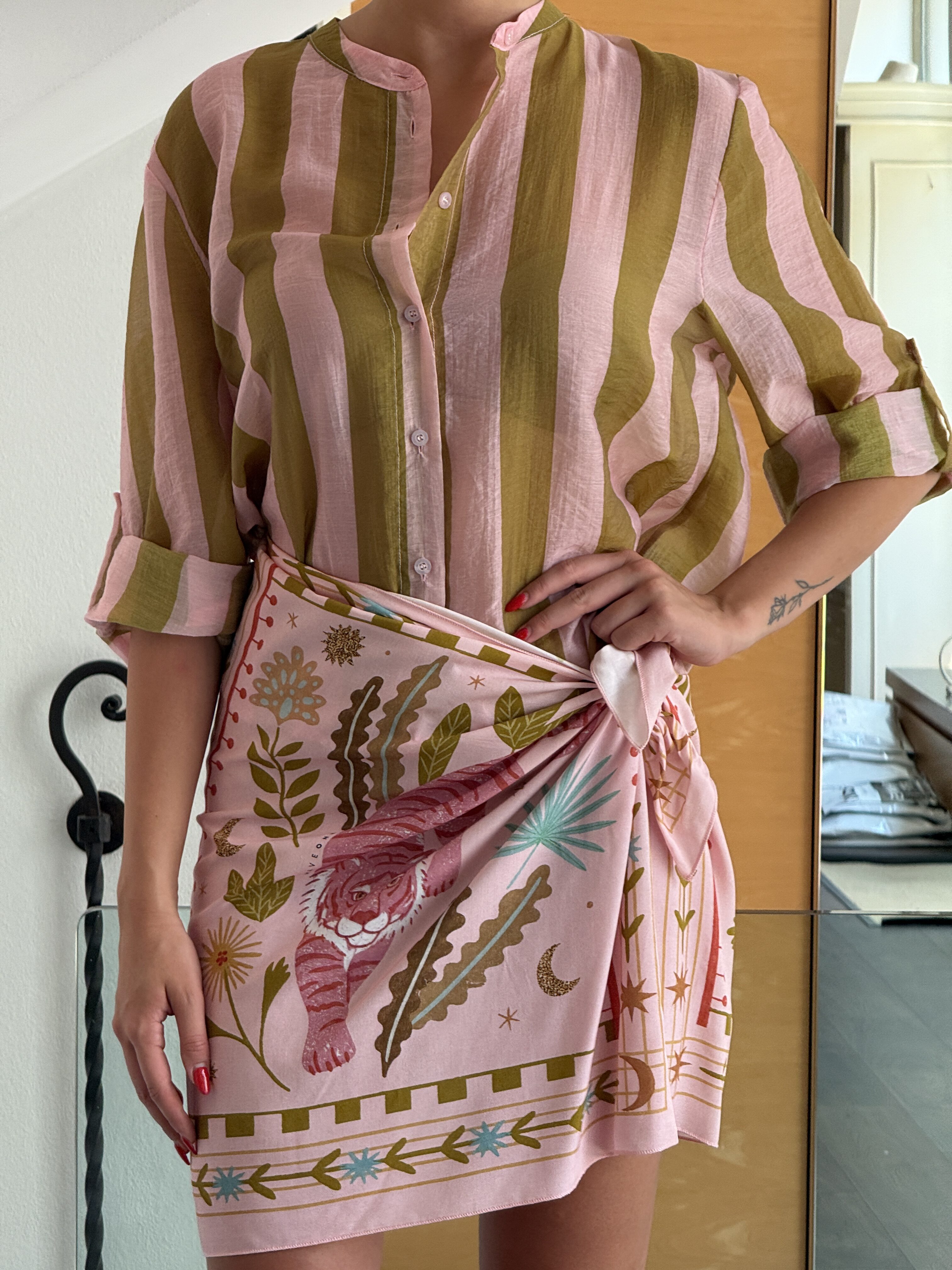 Camicie righe rosa muschio