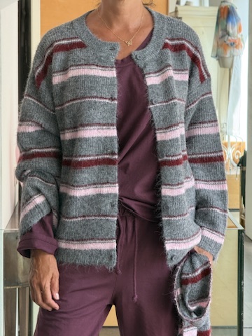 Cardigan righe grigio